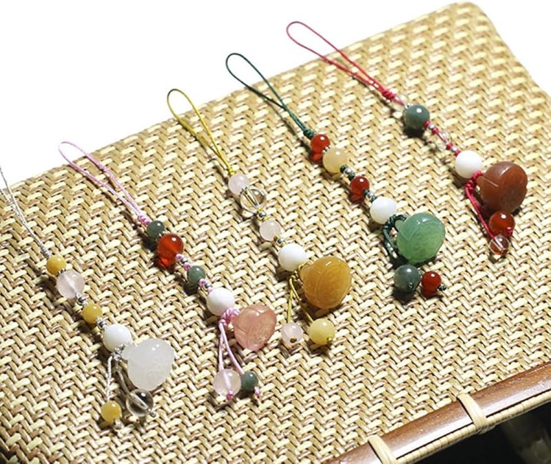Natural Jade Agate Phone Lanyard with Seed Pod Charm for Women Mobile Decor - Image 5